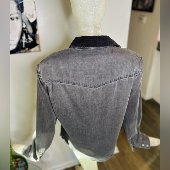 All Saints Men’s Flaxton Washed Denim Long Sleeve Button Down Top. Size Small - Picture 8 of 15